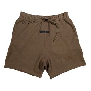 Fear of God ESSENTIALS Fleece Lined Logo-Print Sweatshorts "Wood" mens Small